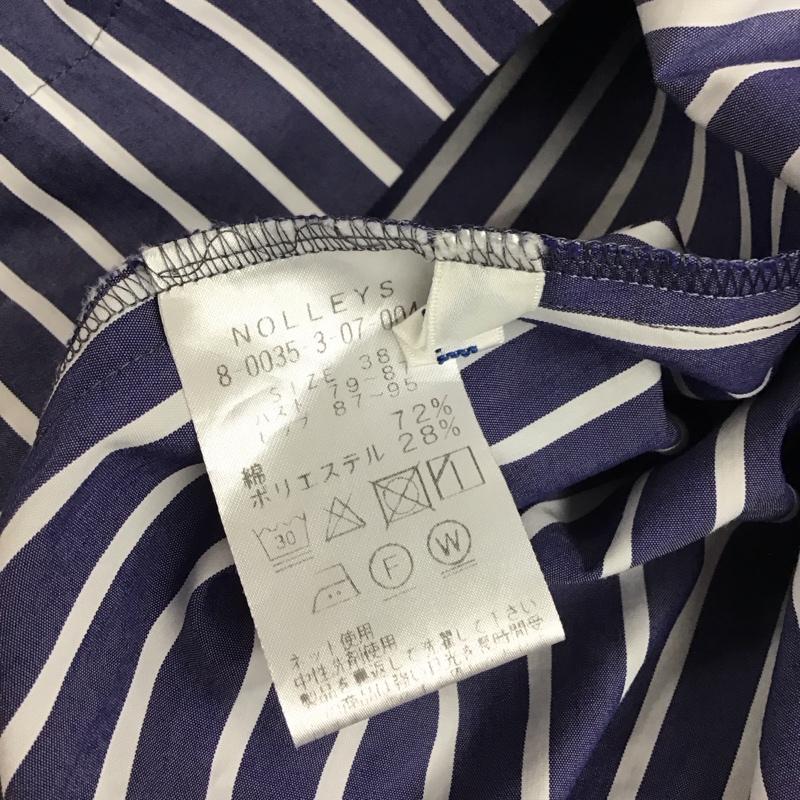 ノーリーズ NOLLEY S ワンピース ロングスカート 8-0035-3-07-004 フレンチスリーブ スキッパー 38 ストライプ 紺 / ネイビー / X 白 / ホワイト / レディース USED 古着 中古 10115500