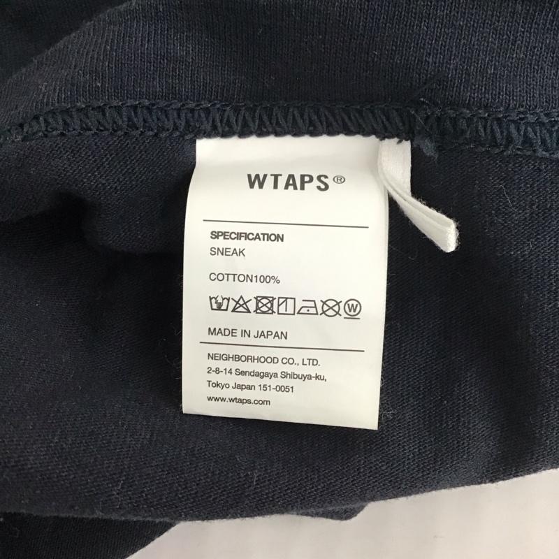 ダブルタップス WTAPS Tシャツ 半袖 半袖カットソー プリントTシャツ クルーネックカットソー ロゴ、文字 紺 / ネイビー / メンズ USED 古着 中古 10112483