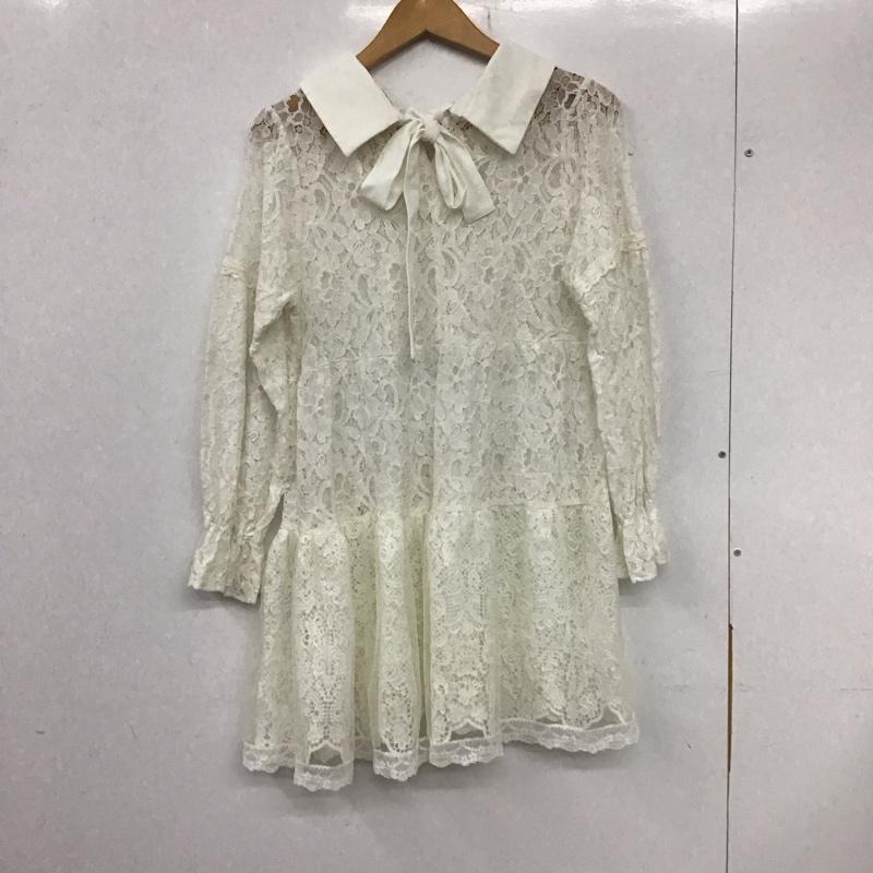 アクシーズファム axes femme ワンピース ひざ丈スカート MK362X33 総レースティアードチュニック タグ付き 長袖 M レース柄 白 / ホワイト / レディース USED 古着 中古 10133717