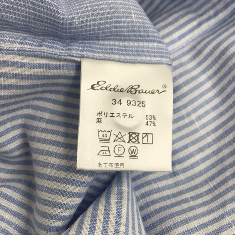 エディーバウアー Eddie Bauer シャツ、ブラウス 半袖 S ストライプ 白 / ホワイト / X 水色 / ライトブルー / メンズ USED 古着 中古 10111204