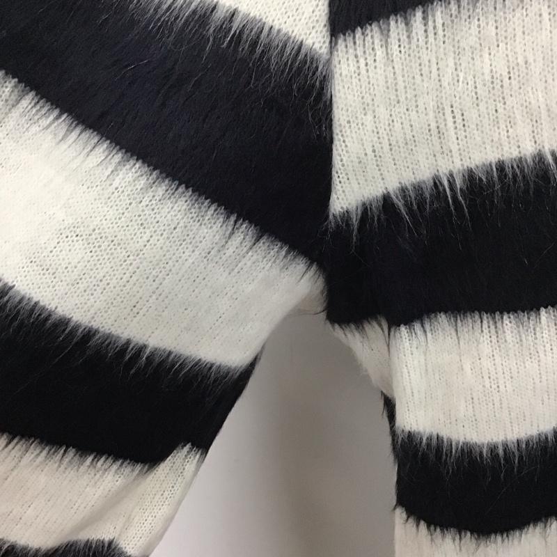 ザラメン ZARA MAN ニット、セーター 長袖 長袖ニットカットソー ニット セーター クルーネックニット XL ボーダー柄 白 / ホワイト / X 黒 / ブラック / メンズ USED 古着 中古 10113736