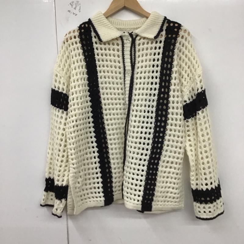レプシィム LEPSIM カーディガン 長袖 FREE 白 / ホワイト / X 黒 / ブラック / レディース USED 古着 中古 10129742