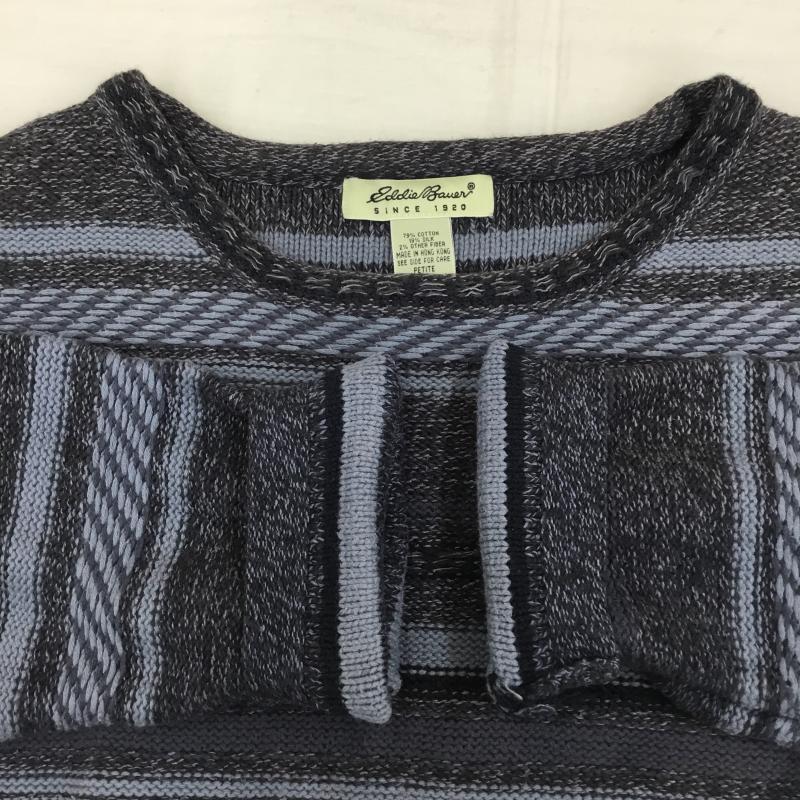 エディーバウアー Eddie Bauer ニット、セーター 長袖 L ボーダー柄 青 / ブルー / X 紺 / ネイビー / メンズ USED 古着 中古 10138283