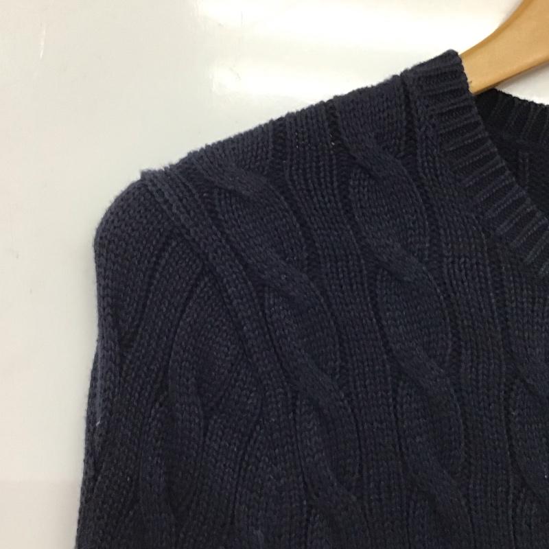 ポロラルフローレン POLO RALPH LAUREN カーディガン 長袖 長袖ニットカーディガン 前ボタン ノーカラー S 無地 紺 / ネイビー / レディース USED 古着 中古 10135105
