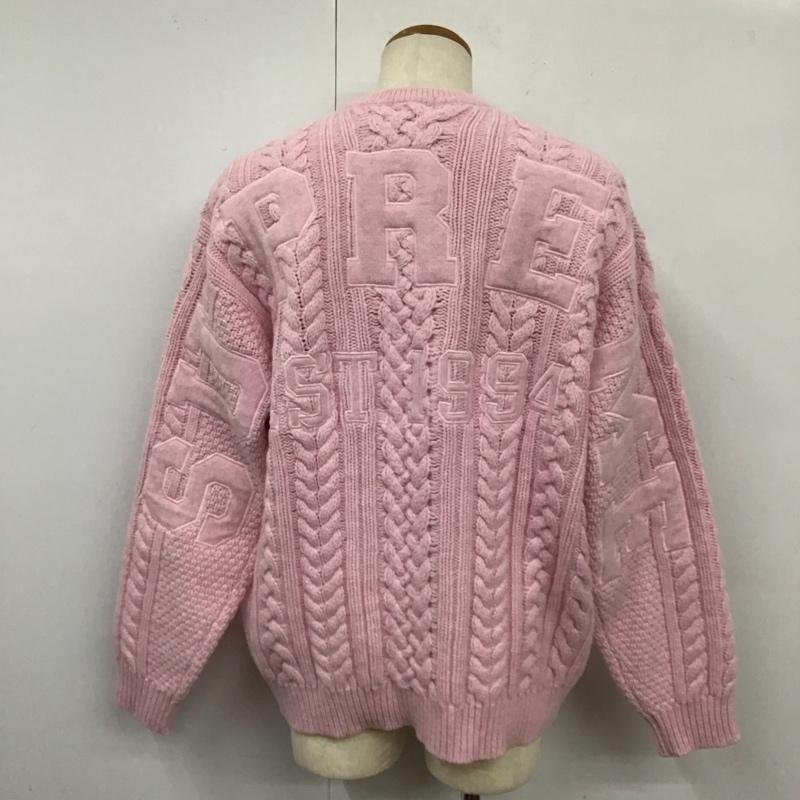 シュプリーム Supreme ニット、セーター 長袖 FW23 AppliqueCableKnitSweater 長袖ニットカットソー セーター L ロゴ、文字 桃 / ピンク / メンズ USED 古着 中古 10115370
