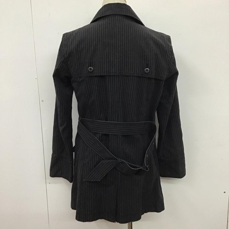 ニックアシュレイ NICKASHLEY コート トレンチコート 8NE30-617-09 L ストライプ 黒 / ブラック / X 白 / ホワイト / メンズ USED 古着 中古 10111569