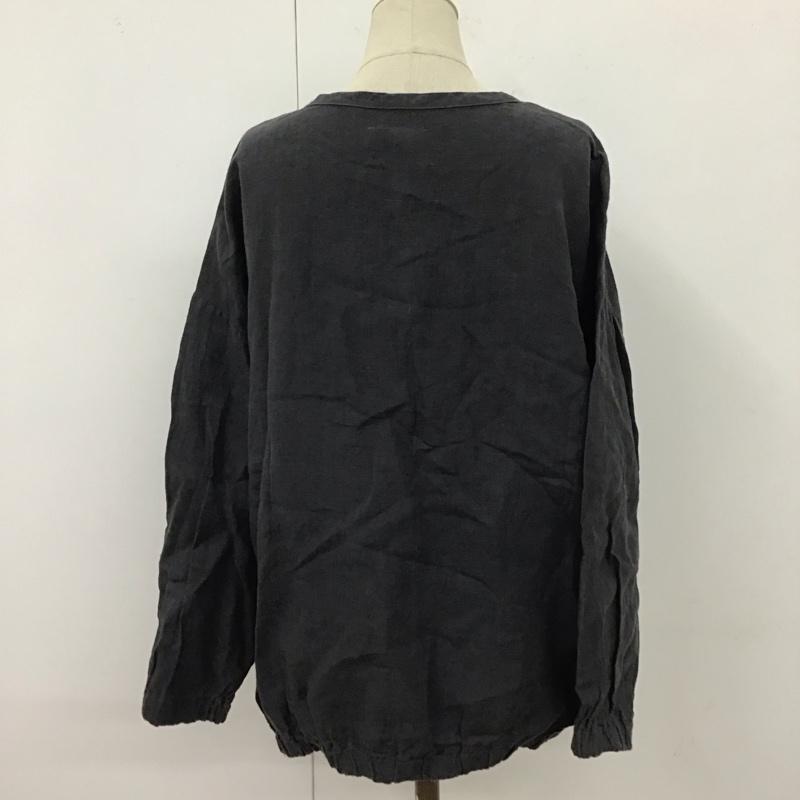 古着 USED シャツ、ブラウス 長袖 LAITERIE LBT-103 ヘンリーネックプルオーバー リネン 無地 黒 / ブラック / レディース USED 古着 中古 10116488