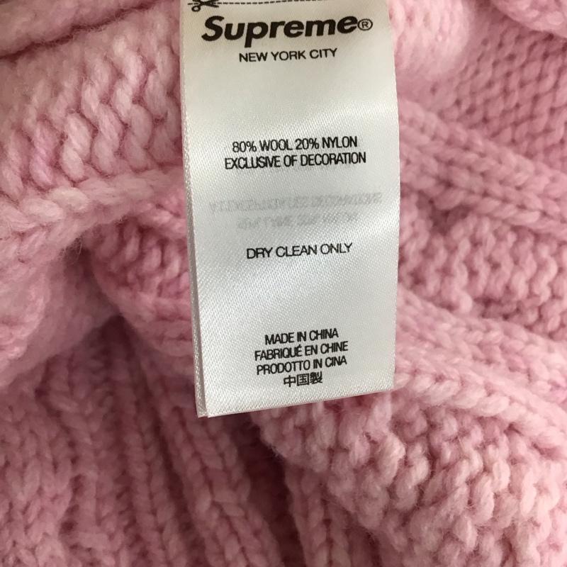 シュプリーム Supreme ニット、セーター 長袖 FW23 AppliqueCableKnitSweater 長袖ニットカットソー セーター L ロゴ、文字 桃 / ピンク / メンズ USED 古着 中古 10115370