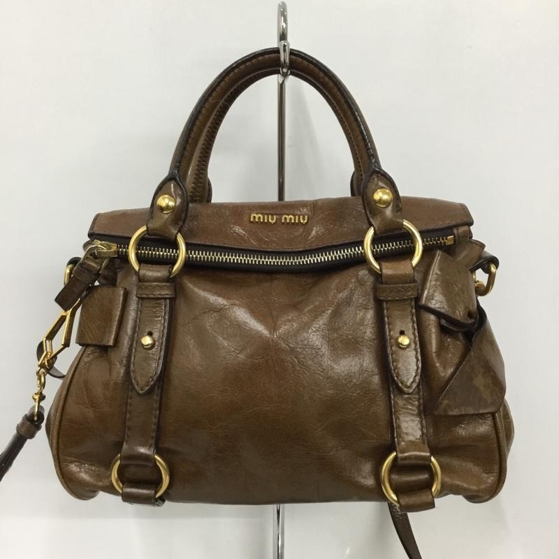 ミュウミュウ miu miu ショルダーバッグ ショルダーバッグ ハンドバッグ 2WAY ロゴ、文字 茶 / ブラウン / レディース USED 古着 中古 10129106