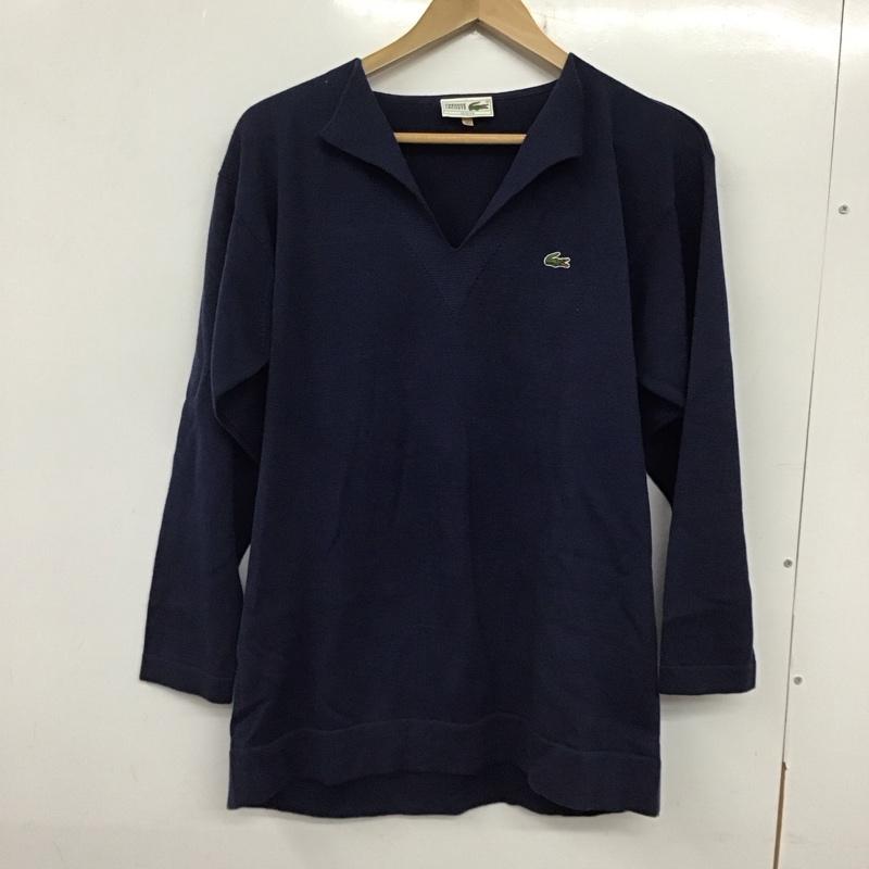 ラコステ LACOSTE カットソー 長袖 長袖カットソー カラーシャツ ポロシャツ 40 ロゴ、文字 紺 / ネイビー / メンズ USED 古着 中古 10136611