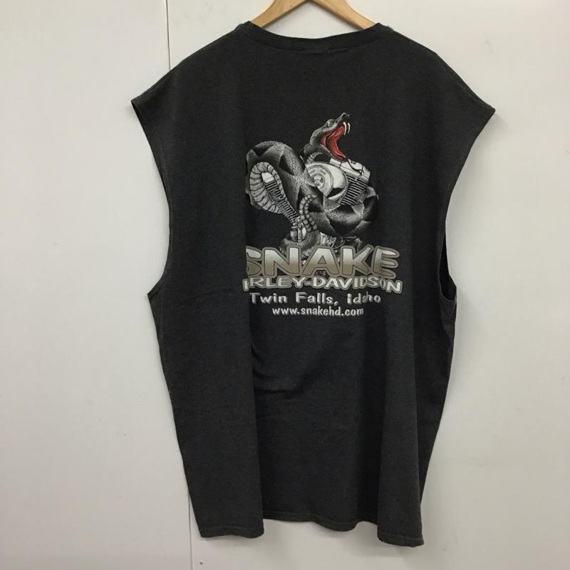 ハーレーダビッドソン Harley-Davidson タンクトップ タンクトップ ノースリーブカットソー プリントTシャツ クルーネックカットソー タンクトップ プリント 灰 / グレー / メンズ USED 古着 中古 10131497