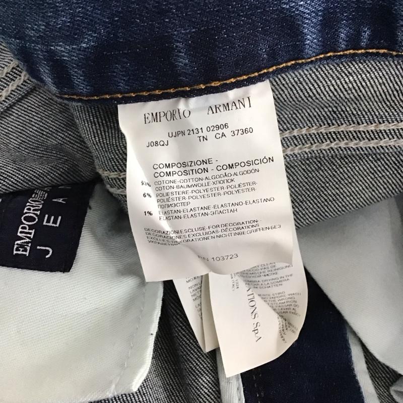 エンポリオアルマーニ EMPORIO ARMANI パンツ デニム、ジーンズ デニムパンツ スリムパンツ カジュアルパンツ ストレッチパンツ 33インチ ダメージ加工 インディゴ / インディゴ / メンズ USED 古着 中古 10136196