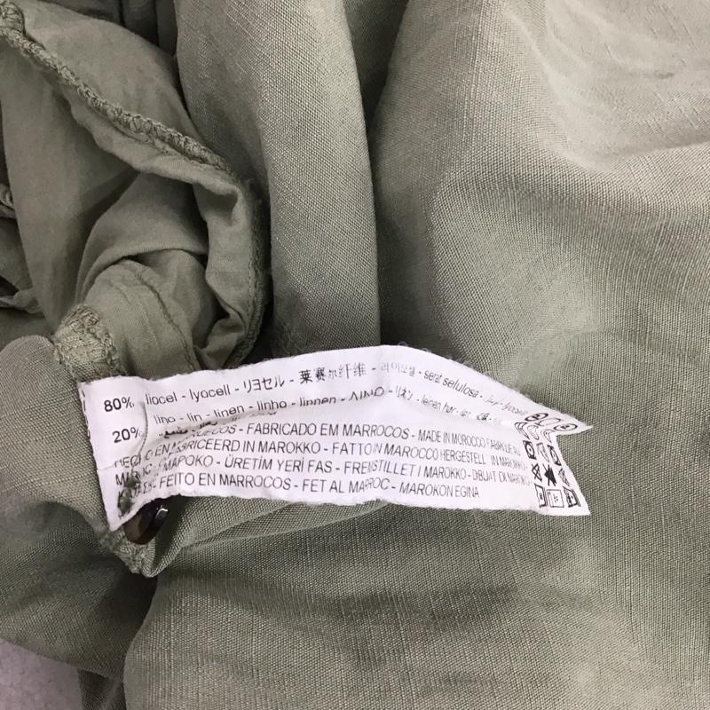 ザラ ZARA ワンピース ロングスカート 4043 053 500 シャツワンピース スキッパーワンピース 長袖 M 無地 カーキ / カーキ / レディース USED 古着 中古 10138649