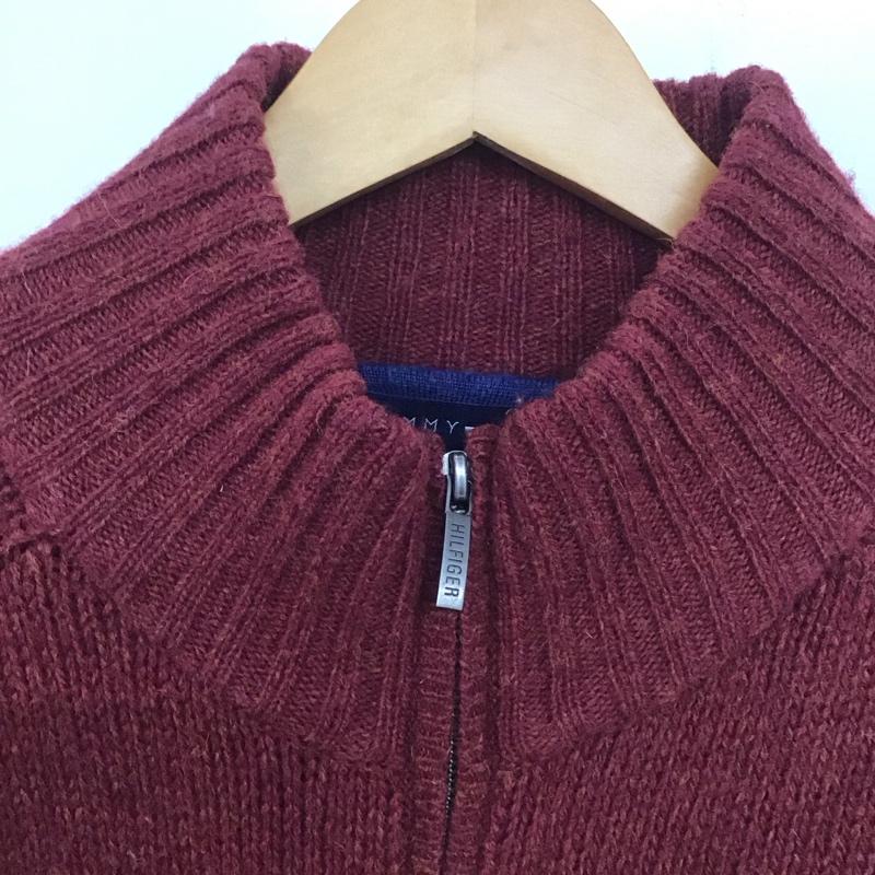 トミーヒルフィガー TOMMY HILFIGER ニット、セーター 長袖 長袖ニットカーディガン ジップアップニットカーディガン アウター XL プリント マルチカラー / マルチカラー / メンズ USED 古着 中古 10138595