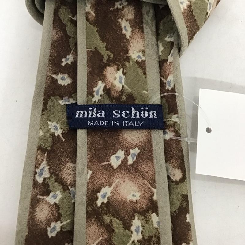ミラ・ショーン mila schon ネクタイ ネクタイ シルク 総柄 茶 / ブラウン / X カーキ / カーキ / メンズ USED 古着 中古 10135303