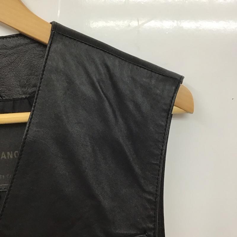 古着 USED ベスト ベスト レザーベスト ノースリーブカットソー 前ボタン ラムレザー M 無地 黒 / ブラック / メンズ USED 古着 中古 10130058