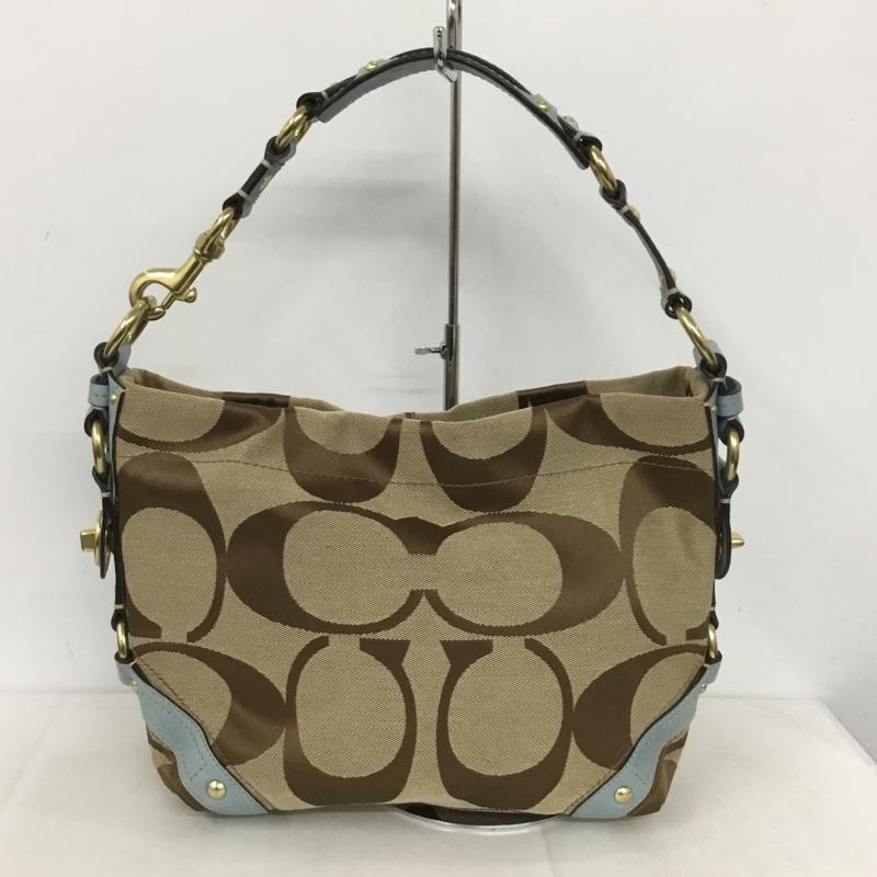 コーチ COACH ハンドバッグ ハンドバッグ 10619 トートバッグ 総柄 茶 / ブラウン / X 水色 / ライトブルー / レディース USED 古着 中古 10139106