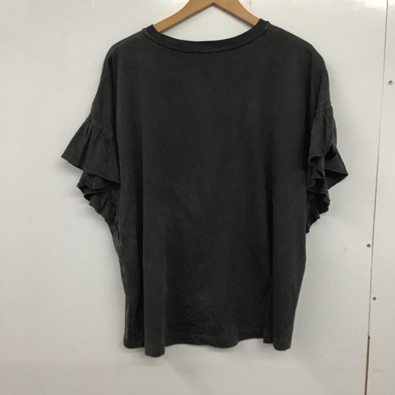 ローリーズファーム LOWRYS FARM カットソー 半袖 半袖カットソー 無地Tシャツ クルーネックカットソー フリル袖 FREE 無地 黒 / ブラック / レディース USED 古着 中古 10138796