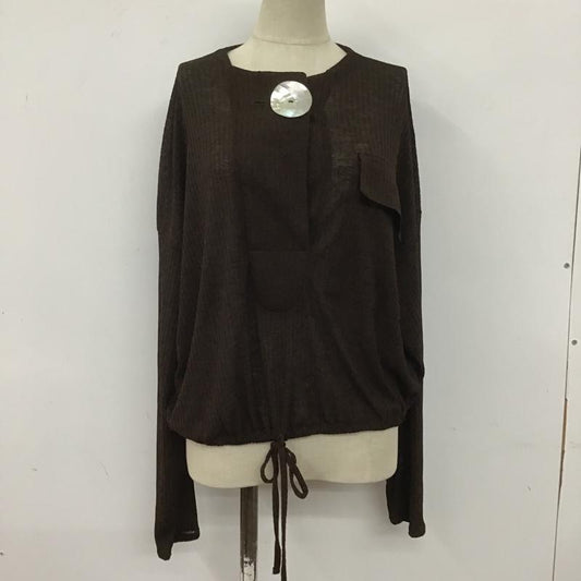 ザラ ZARA カットソー 長袖 胸ポケット 裾ギャザー 前ボタン S 無地 茶 / ブラウン /  レディース USED 古着 中古 10107155