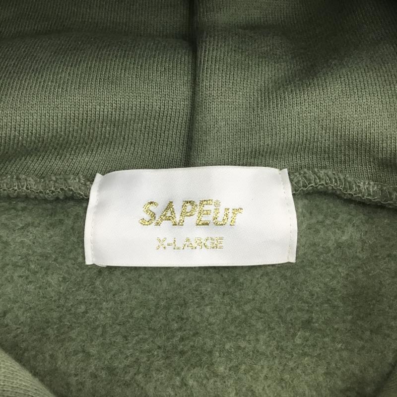 サプール SAPEur パーカー 長袖 A Elegantes SAPEur リフレクターロゴ XL ロゴ、文字 カーキ / カーキ / X チャコールグレー / チャコールグレー / メンズ USED 古着 中古 10136987
