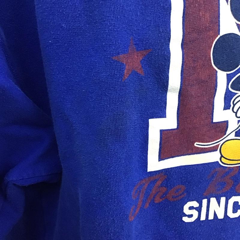 ディズニー Disney トレーナー 長袖 長袖トレーナー スウェット クルーネック リブスウェットカットソー L プリント 青 / ブルー / メンズ USED 古着 中古 10110429