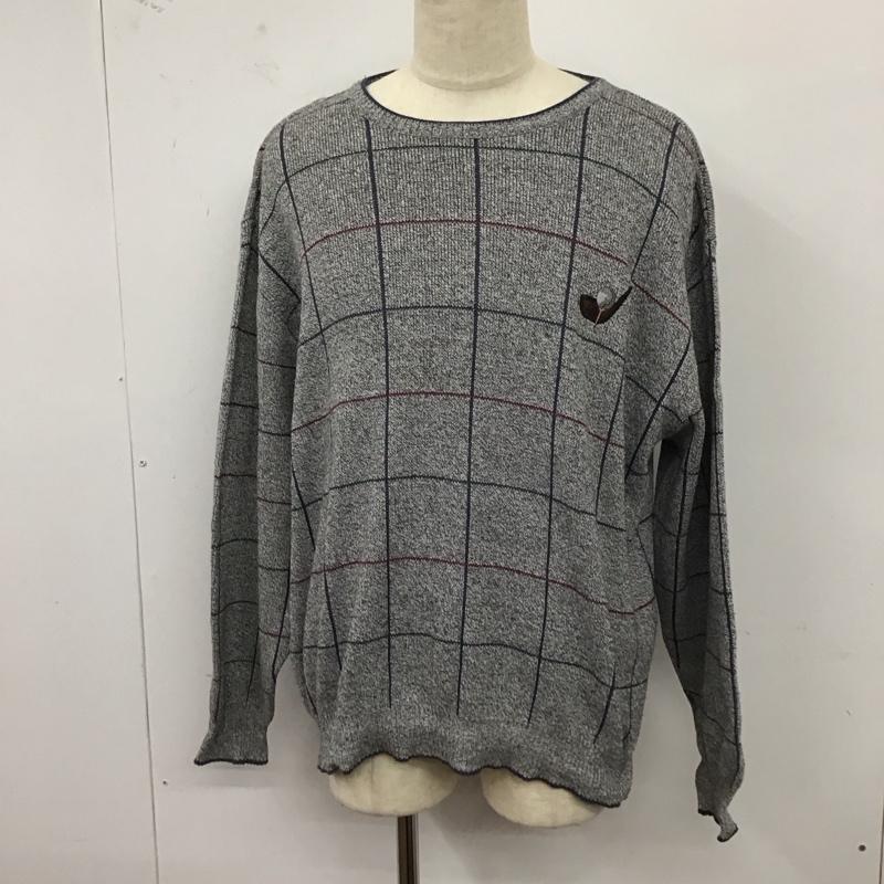 古着 USED ニット、セーター 長袖 長袖ニットカットソー ニット セーター クルーネックニット david taylor L チェック 灰 / グレー / メンズ USED 古着 中古 10122028