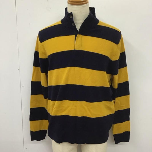 ブルックスブラザーズ BROOKS BROTHERS ニット、セーター 長袖 長袖ニットカットソー ニット セーター カラーネックニット M ボーダー柄 紺 / ネイビー / X 黄 / イエロー /  メンズ USED 古着 中古 10112583