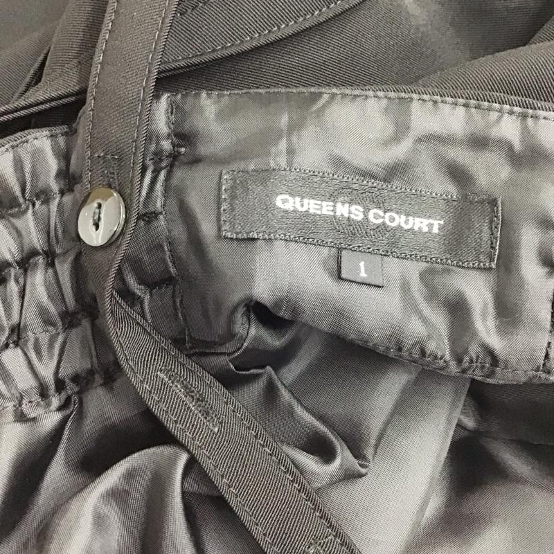クイーンズコート QUEENS COURT パンツ ワークパンツ、ペインターパンツ 2210-91308 サスペンダー付きワイドパンツ カジュアルパンツ 1 無地 黒 / ブラック / レディース USED 古着 中古 10115181