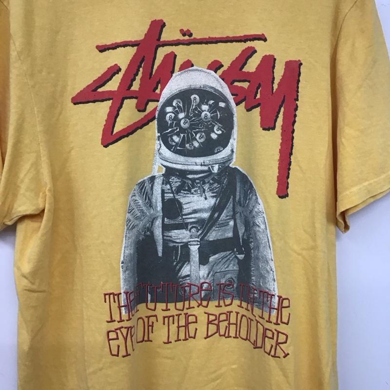 ステューシー STUSSY Tシャツ 半袖 半袖カットソー プリントTシャツ クルーネックカットソー M ロゴ、文字 黄 / イエロー / メンズ USED 古着 中古 10137957