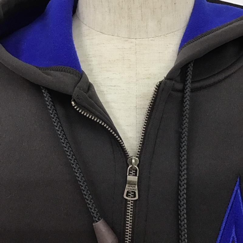 アルマーニエクスチェンジ ARMANI EXCHANGE パーカー 長袖 長袖パーカー ジップネックカットソー 裏起毛 プルオーバーパーカー 90s M ロゴ、文字 黒 / ブラック / メンズ USED 古着 中古 10106312