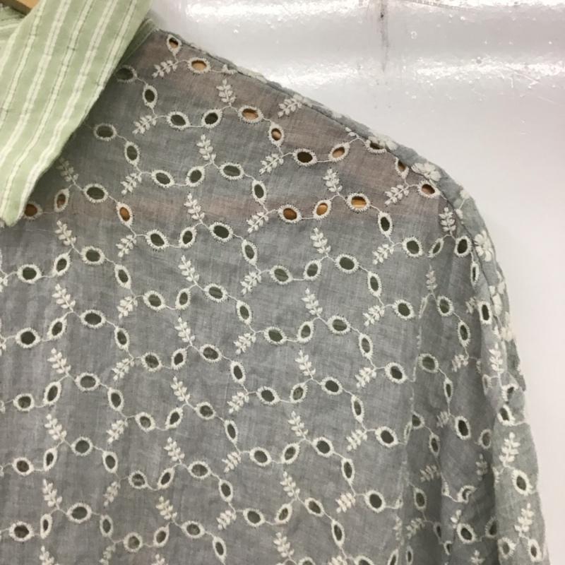 ザラ ZARA ワンピース ロングスカート 長袖シャツワンピース 前空きロングワンピース M 刺繍 X 総柄 白 / ホワイト / X 灰 / グレー / レディース USED 古着 中古 10136025