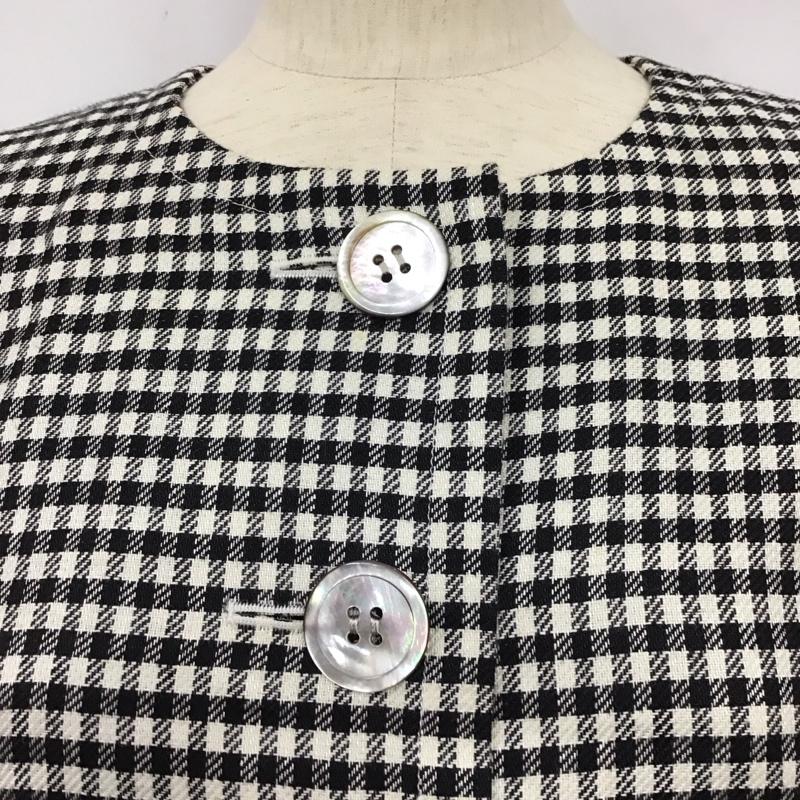 ジバンシィ GIVENCHY セットアップ セットアップ ノーカラージャケット ロングスカート チェック 白 / ホワイト / X 黒 / ブラック / レディース USED 古着 中古 10133432