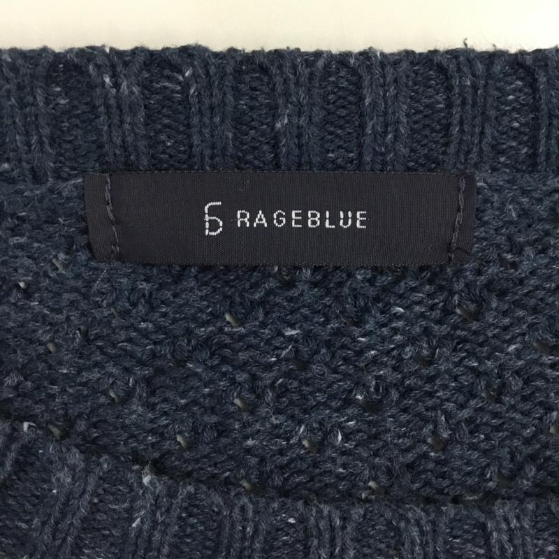レイジブルー RAGEBLUE ニット、セーター 長袖 長袖ニットカットソー ニット セーター クルーネックニット M 無地 紺 / ネイビー / メンズ USED 古着 中古 10109440