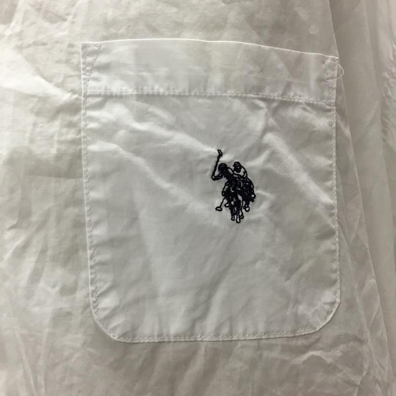 ユーエスポロアッスン U.S.POLO ASSN. シャツ、ブラウス 半袖 半袖シャツ カラーシャツ 半袖カットソー 無地シャツ M ロゴ、文字 白 / ホワイト /  メンズ USED 古着 中古 10113286