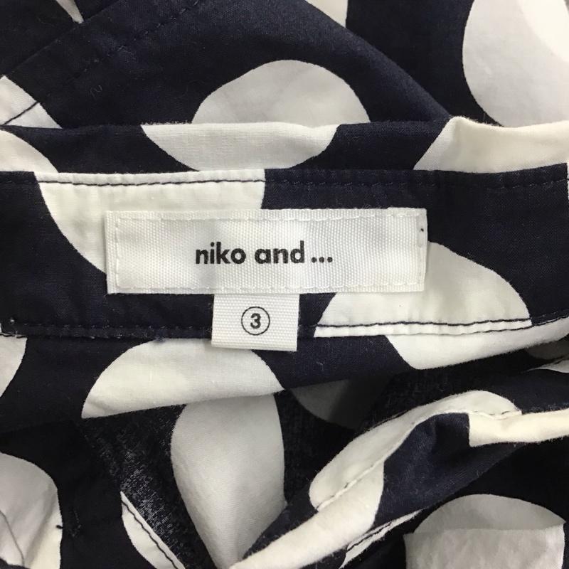 ニコアンド niko and... シャツ、ブラウス 長袖 ON44FA06NN 丸襟 3 ドット 白 / ホワイト / X 紺 / ネイビー / レディース USED 古着 中古 10123106