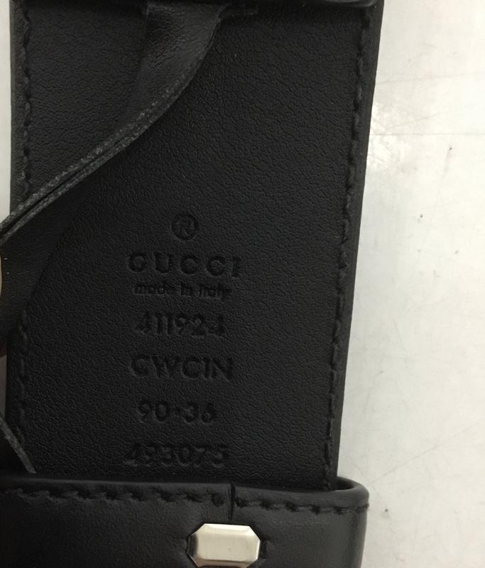 グッチ GUCCI ベルト・バックル ベルト 411924 CWCIN GG レザー ロゴ、文字 黒 / ブラック / メンズ USED 古着 中古 10134770