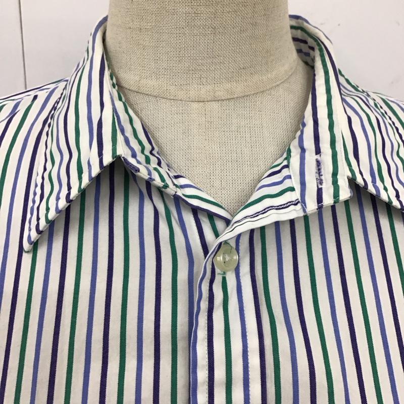 ラルフローレン RALPHLAUREN シャツ、ブラウス 長袖 POLO GOLF SLIM FIT ストライプ ワンポイント 白 / ホワイト / X 緑 / グリーン / X 紺 / ネイビー / X 水色 / ライトブルー / レディース USED 古着 中古 10114640