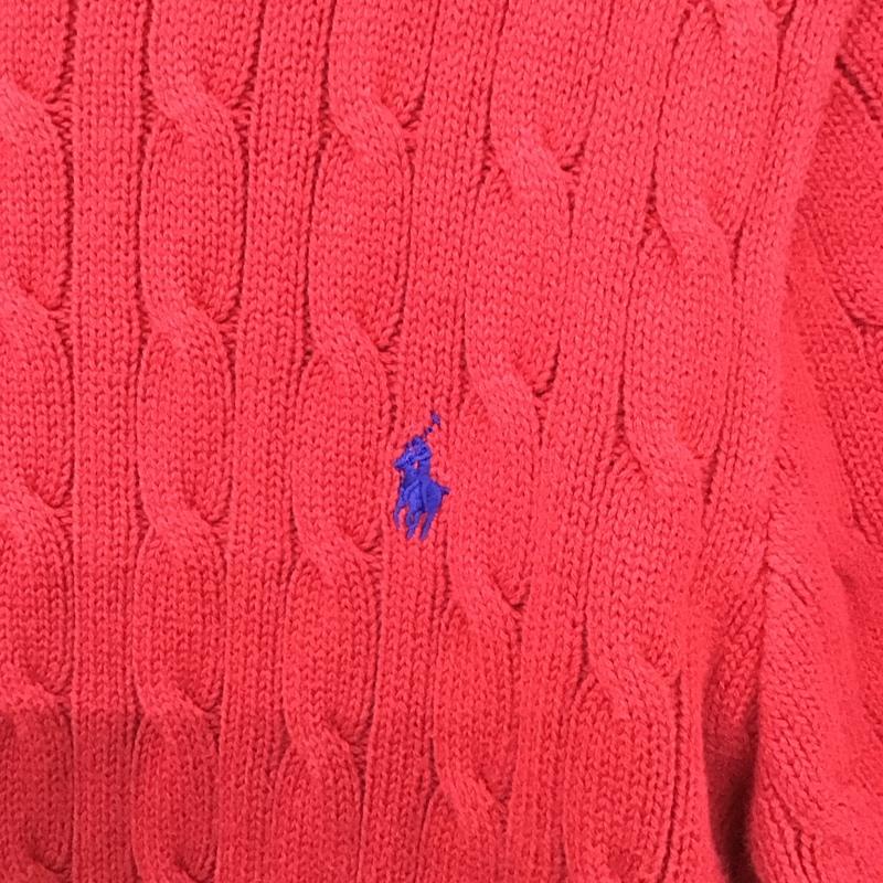 ポロラルフローレン POLO RALPH LAUREN ニット、セーター 長袖 長袖ニットカットソー ニット セーター クルーネックニット XL ロゴ、文字 赤 / レッド / メンズ USED 古着 中古 10122418