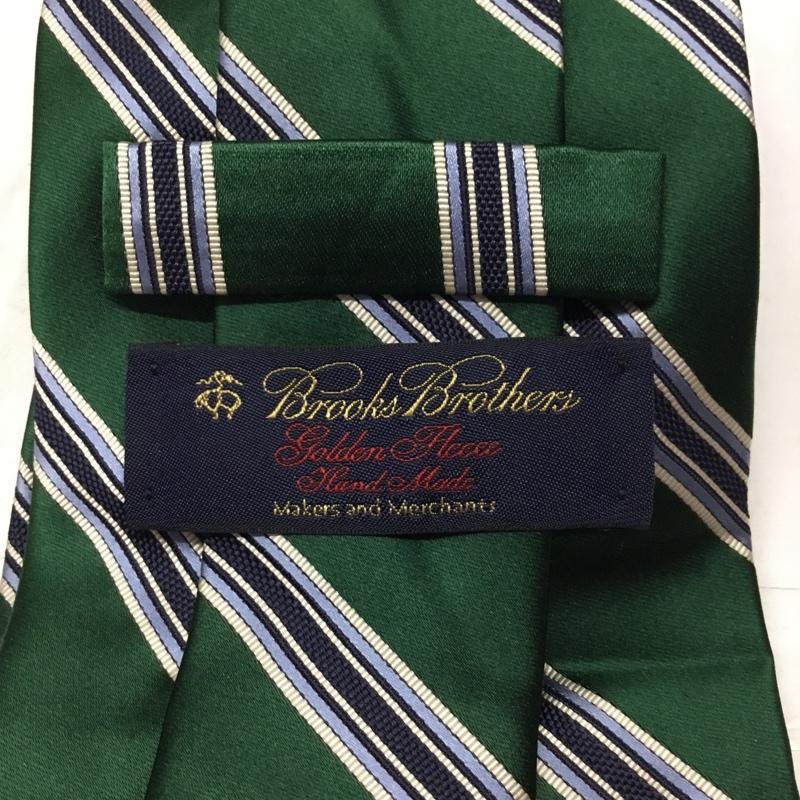 ブルックスブラザーズ BROOKS BROTHERS ネクタイ ネクタイ シルク USA製 ストライプ 緑 / グリーン / X 白 / ホワイト / X 紺 / ネイビー / X 水色 / ライトブルー / メンズ USED 古着 中古 10113607