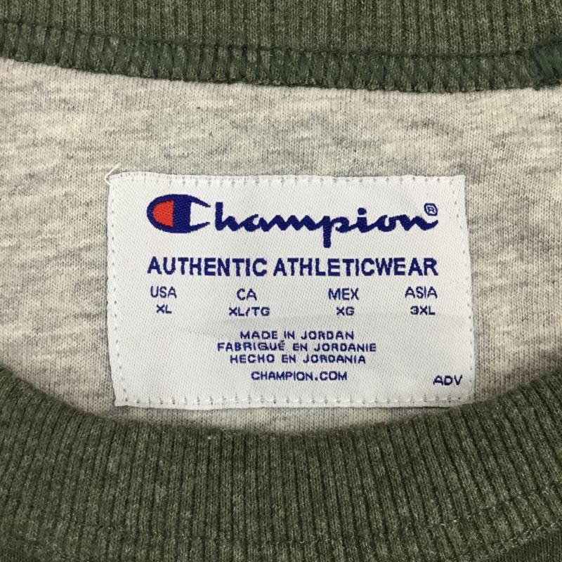 チャンピオン Champion トレーナー 長袖 長袖トレーナー クルーネックカットソー 長袖スウェット リブスウェット ロゴ、文字 緑 / グリーン / メンズ USED 古着 中古 10106601