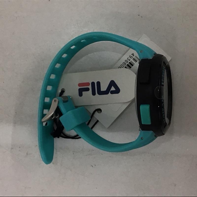 フィラ FILA 腕時計 デジタル 38-163 ロゴ、文字 黒 / ブラック / X 水色 / ライトブルー / メンズ USED 古着 中古 10135250