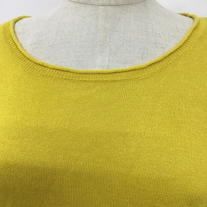 ザラニット ZARA KNIT カットソー 半袖 半袖ニットカットソー クルーネックカットソー 半袖セーター M 無地 黄 / イエロー /  レディース USED 古着 中古 10105850