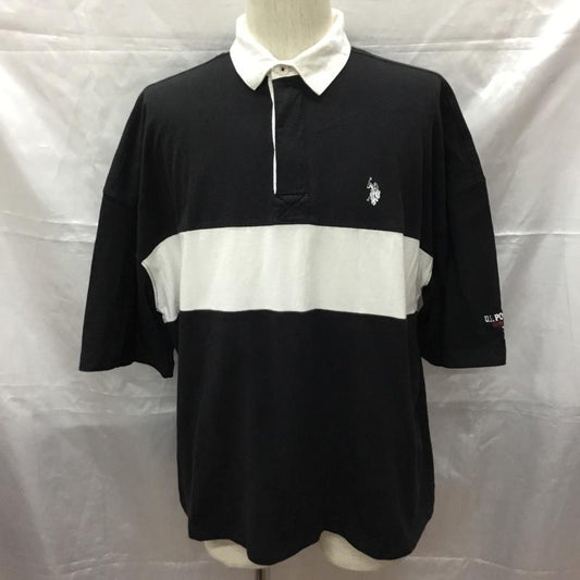 ユーエスポロアッスン U.S.POLO ASSN. カットソー 半袖 半袖カットソー プリントTシャツ カラーネックカットソー 半袖ポロシャツ M ロゴ、文字 白 / ホワイト / X 紺 / ネイビー /  メンズ USED 古着 中古 10113309