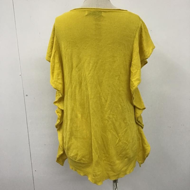 ザラニット ZARA KNIT カットソー 半袖 半袖ニットカットソー クルーネックカットソー 半袖セーター M 無地 黄 / イエロー /  レディース USED 古着 中古 10105850