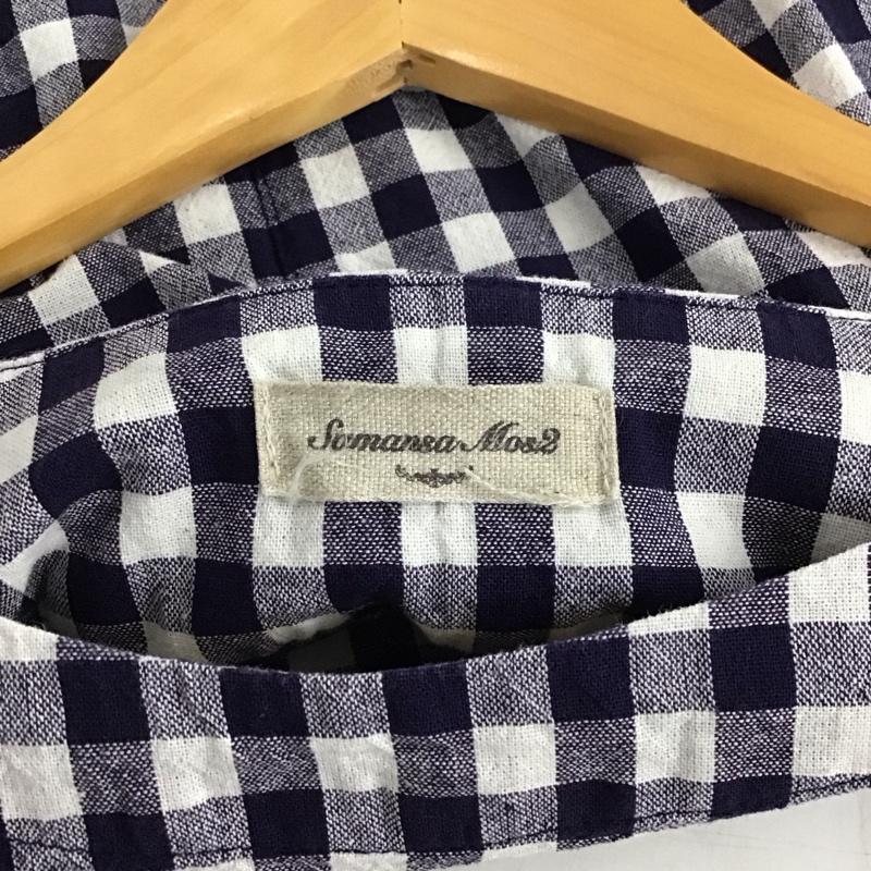 サマンサモスモス Samansa Mos2 カットソー 半袖 FREE チェック 白 / ホワイト / X 青 / ブルー / レディース USED 古着 中古 10131855
