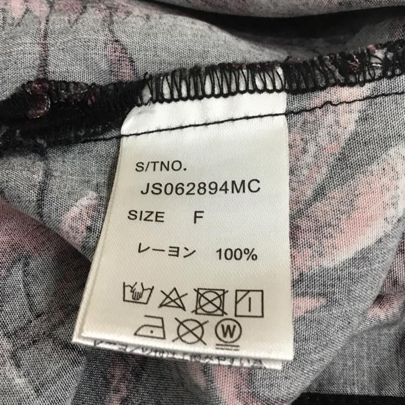 ジーナシス JEANASIS シャツ、ブラウス 半袖 JS062894MC 開襟シャツ オープンカラー FREE 総柄 黒 / ブラック / X 赤 / レッド / レディース USED 古着 中古 10113851