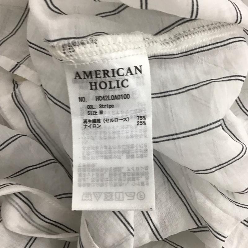 アメリカンホリック AMERICAN HOLIC シャツ、ブラウス 長袖 長袖シャツ カラーシャツ ポケットシャツ 長袖カットソー ストライプシャツ M ストライプ 白 / ホワイト / レディース USED 古着 中古 10117311