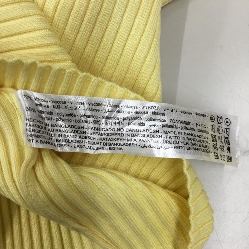 ザラ ZARA カットソー 長袖 3519 105 300 リブ ハイネック L 無地 黄 / イエロー / レディース USED 古着 中古 10118998