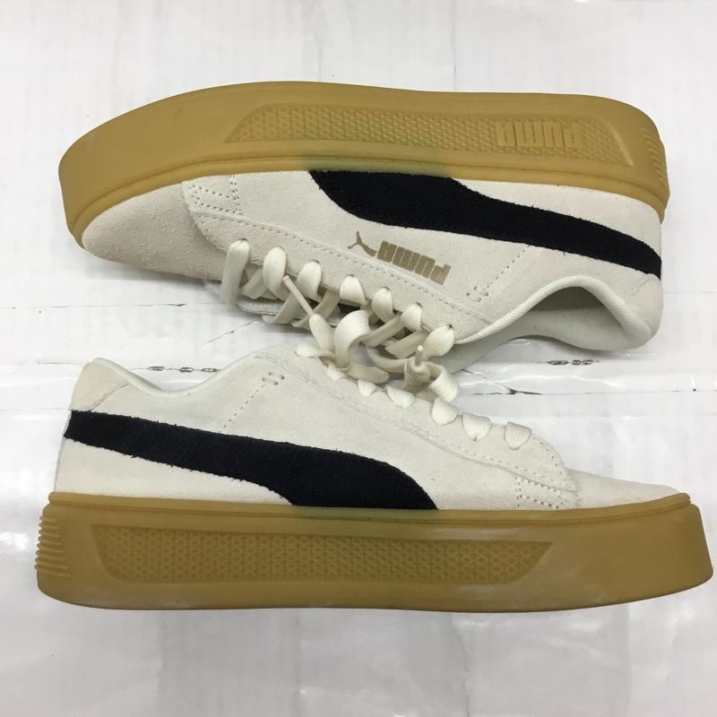 プーマ PUMA スニーカー スニーカー 391942-01 スマッシュ プラットフォーム 23cm 23.0cm ロゴ、文字 黒 / ブラック / X ベージュ / ベージュ / レディース USED 古着 中古 10119568