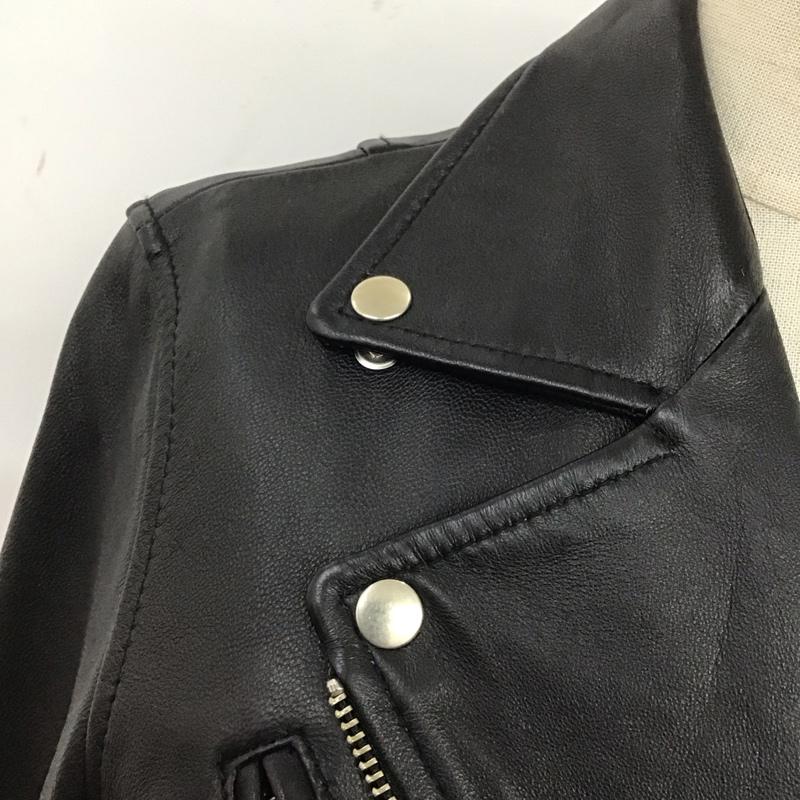 グリーンレーベルリラクシング green label relaxing ジャケット、上着 ライダース 3625-199-1175 KC SHEEPレザー ラムレザー レザージャケット 36 無地 黒 / ブラック / レディース USED 古着 中古 10117387